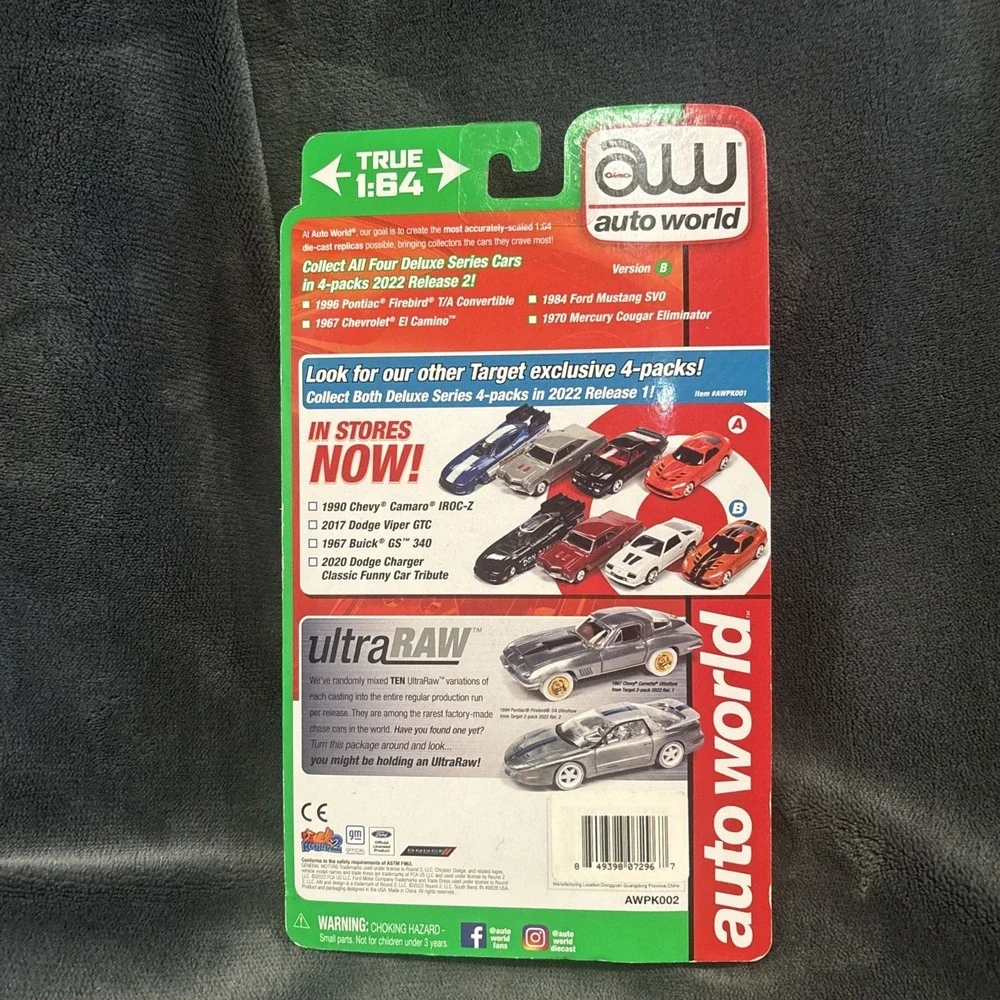 Auto World TARGET Exclusive Deluxe 4-Pack, Firebird, El Camino, Mustang & Cougar